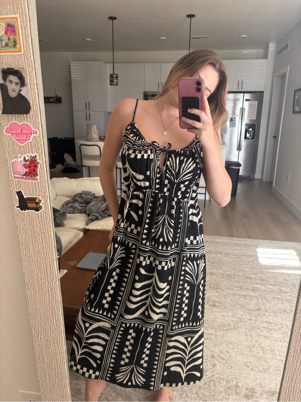 H&M Black and White Geometric Maxi Dress